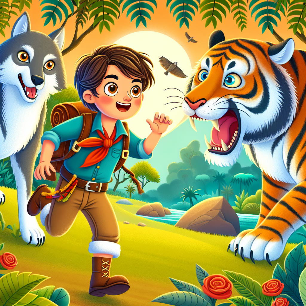 Colorful children's illustration for the story: The Jungle Book