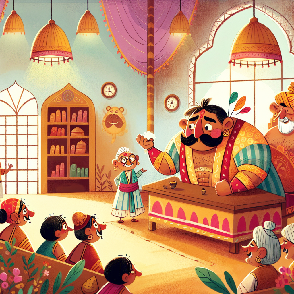 Colorful children's illustration for the story: The Wrestler and the Wise Man