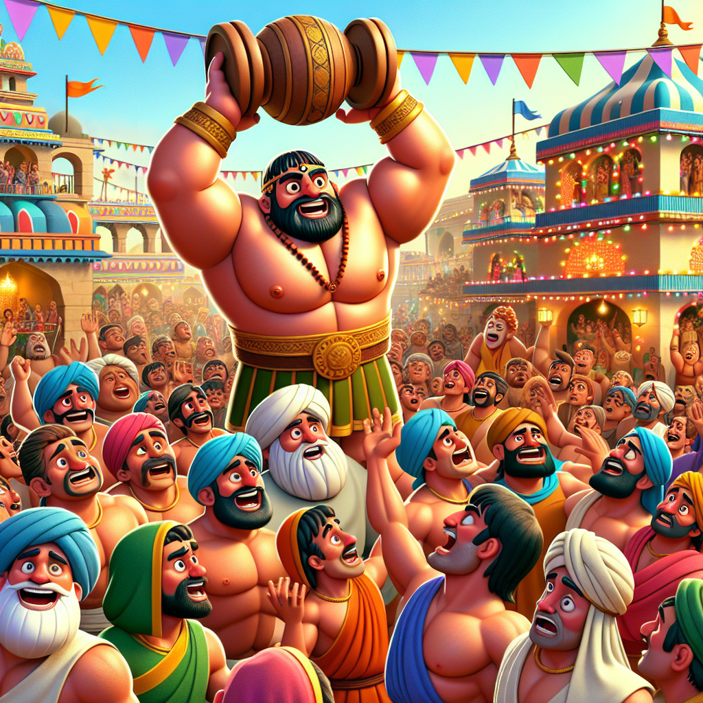 Colorful cartoon storyboard showing 8 key scenes from The Wrestler and the Wise Man