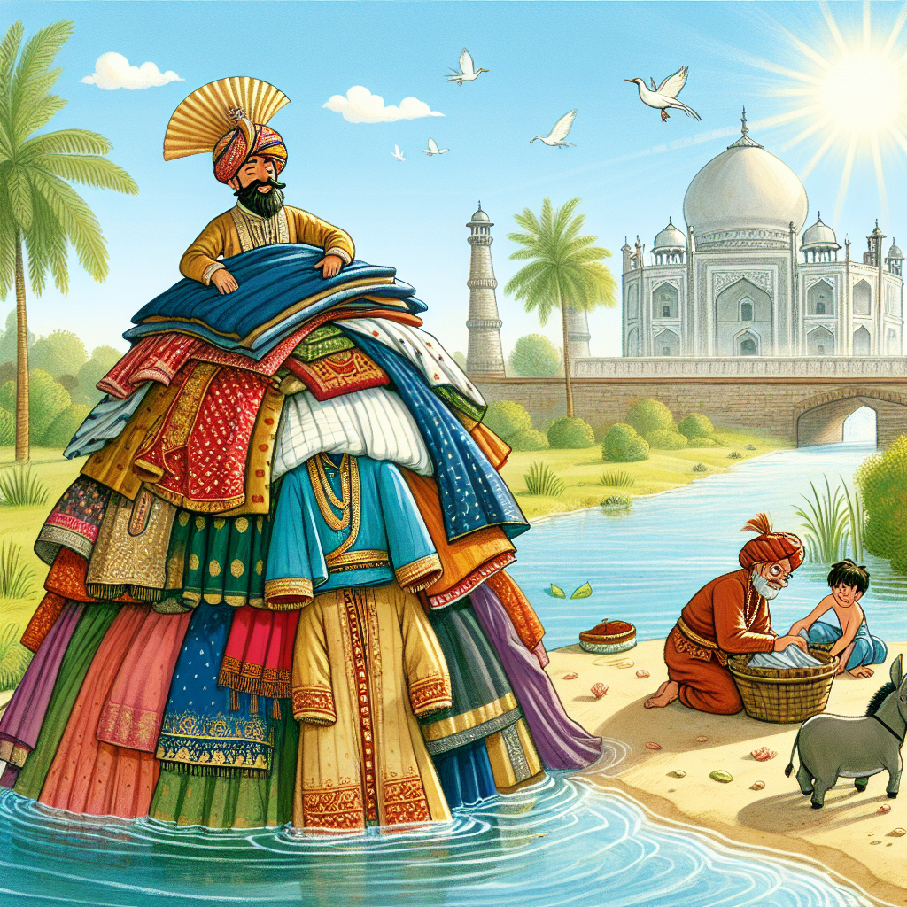 Colorful children's illustration for the story: The The The Three Donkey Loads