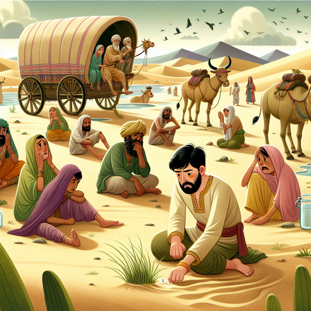 Colorful children's illustration for the story: The Water-Seller