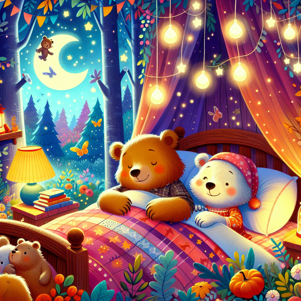 Colorful children's illustration for the story: Why Bears Have Short Tails