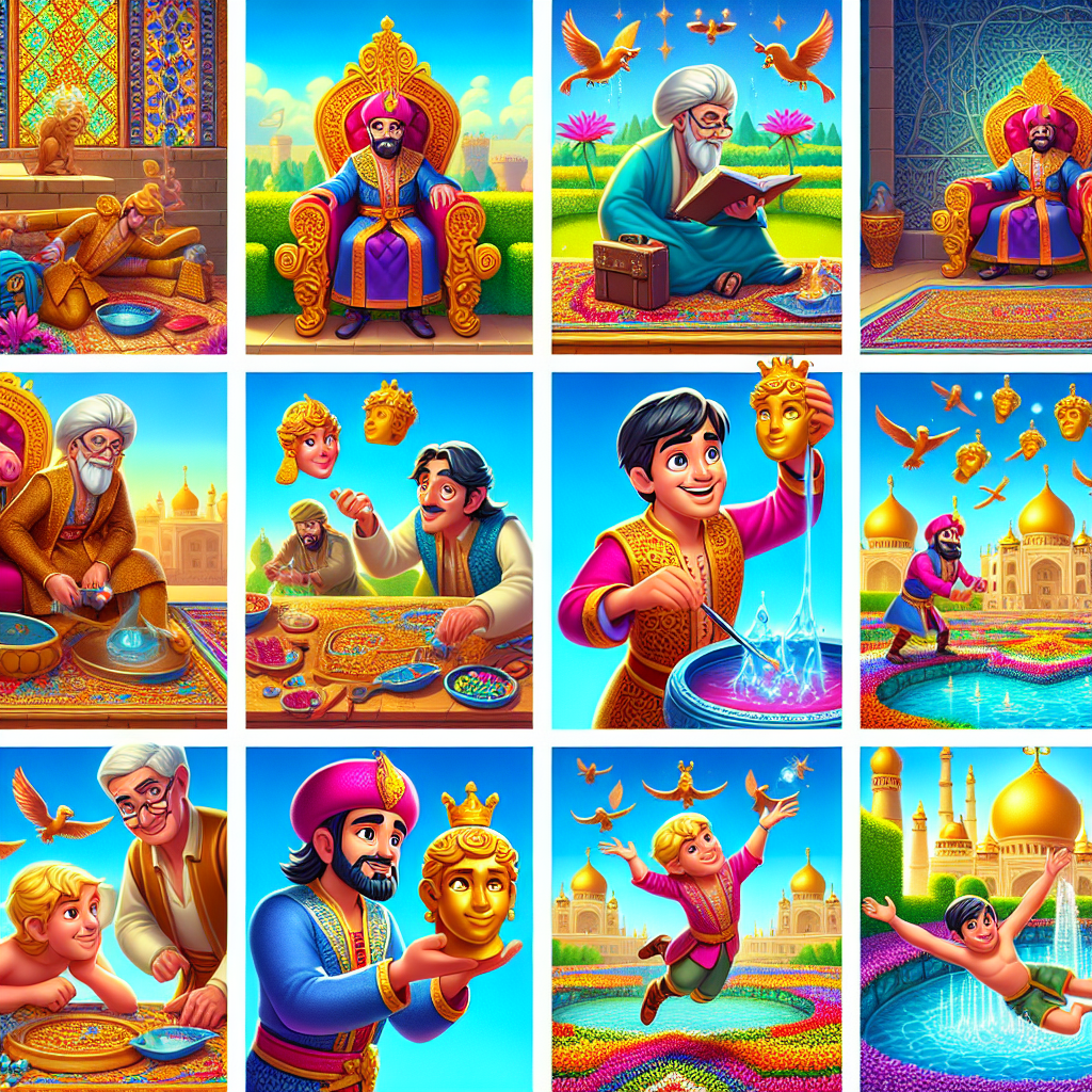 Colorful cartoon storyboard showing 8 key scenes from Why God Comes Running