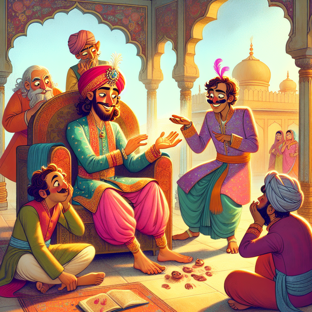 Colorful children's illustration for the story: Why Do Palms Have No Hair?